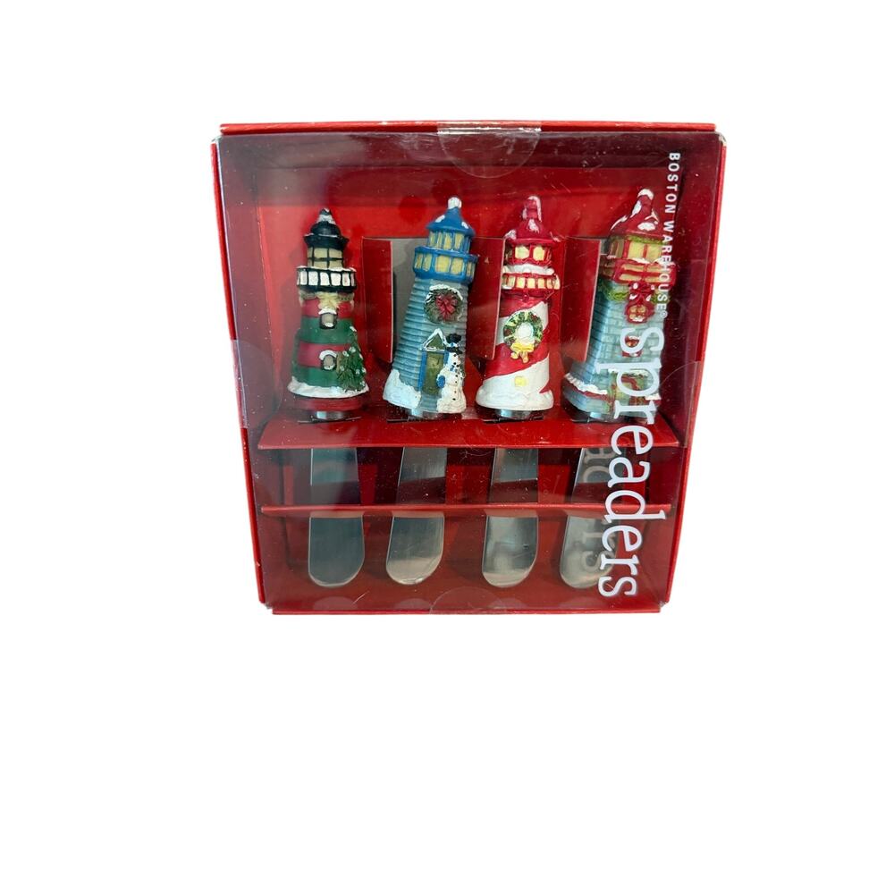 Boston Warehouse Holiday Lighthouses Spreader Set NIB 2000s set